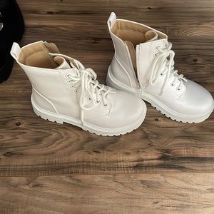 chunky white soda combat boots